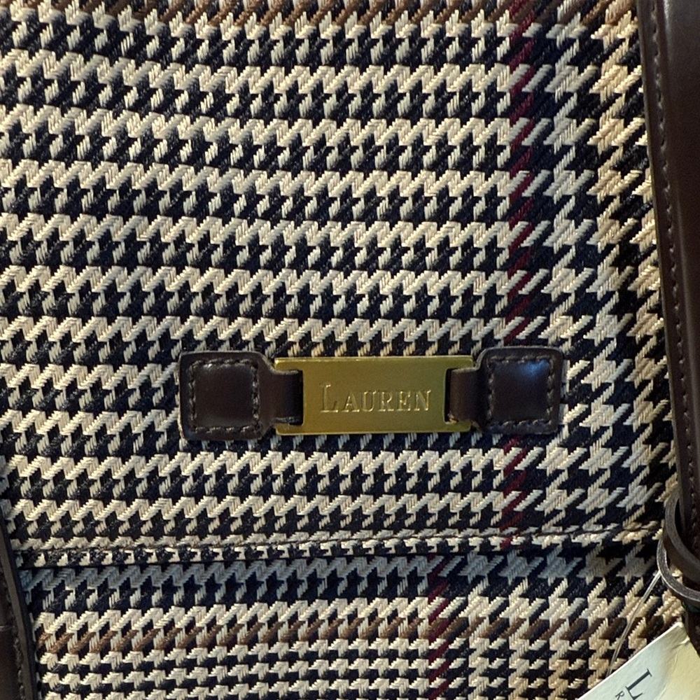 Lauren Ralph Lauren Houndstooth Shoulder Bag - Black and Brown - Picture 3 of 12
